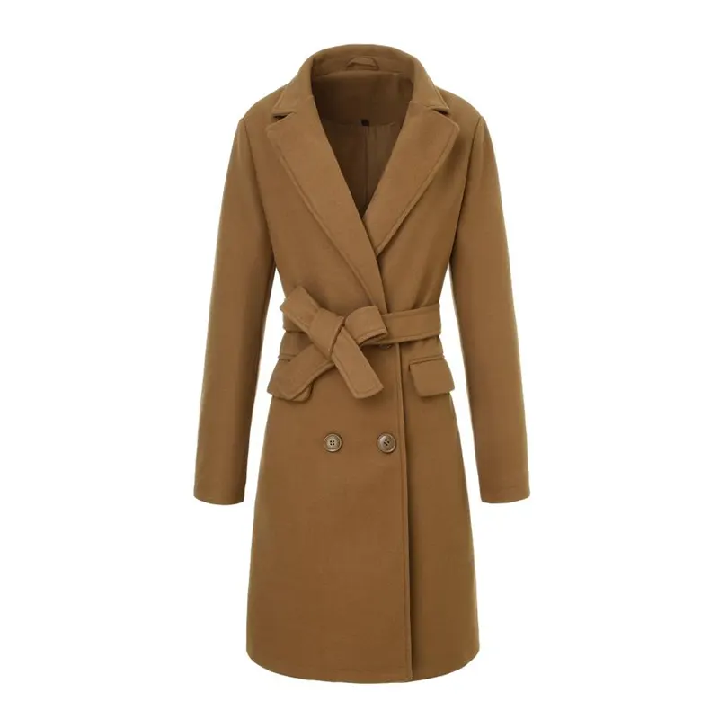 Trench-coat long en laine à double boutonnage vintage français