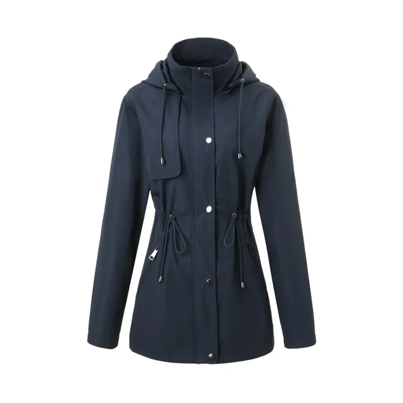 Veste coupe-vent à capuche avec cordon de serrage à la taille