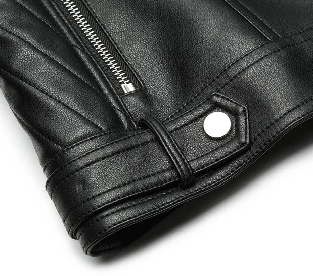 Slim Fit Long Sleeve Faux Leather Biker Jacket