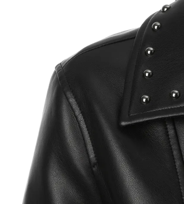 Three-Season Versatile Studded Faux Leather Biker Jacket