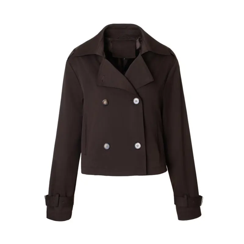 Veste trench courte style blazer avec revers ajusté