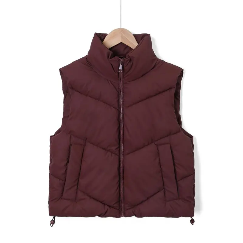 Gilet rembourré utilitaire coupe-vent avec cordon de serrage et col montant