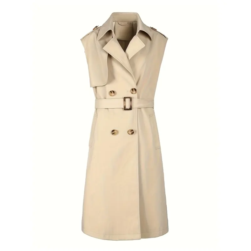 Manteau Duster sans manches de style complexe pour femmes